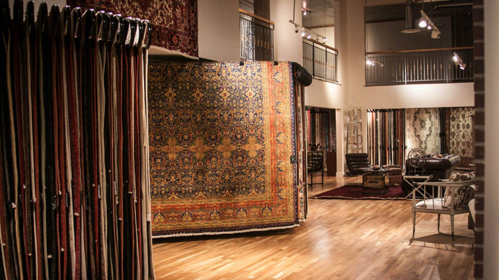Old Ibraheems 636 S Broadway Denver, CO 80209 Showroom inside showing fine rugs